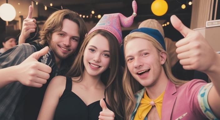 People at Party Give Thumbs Up