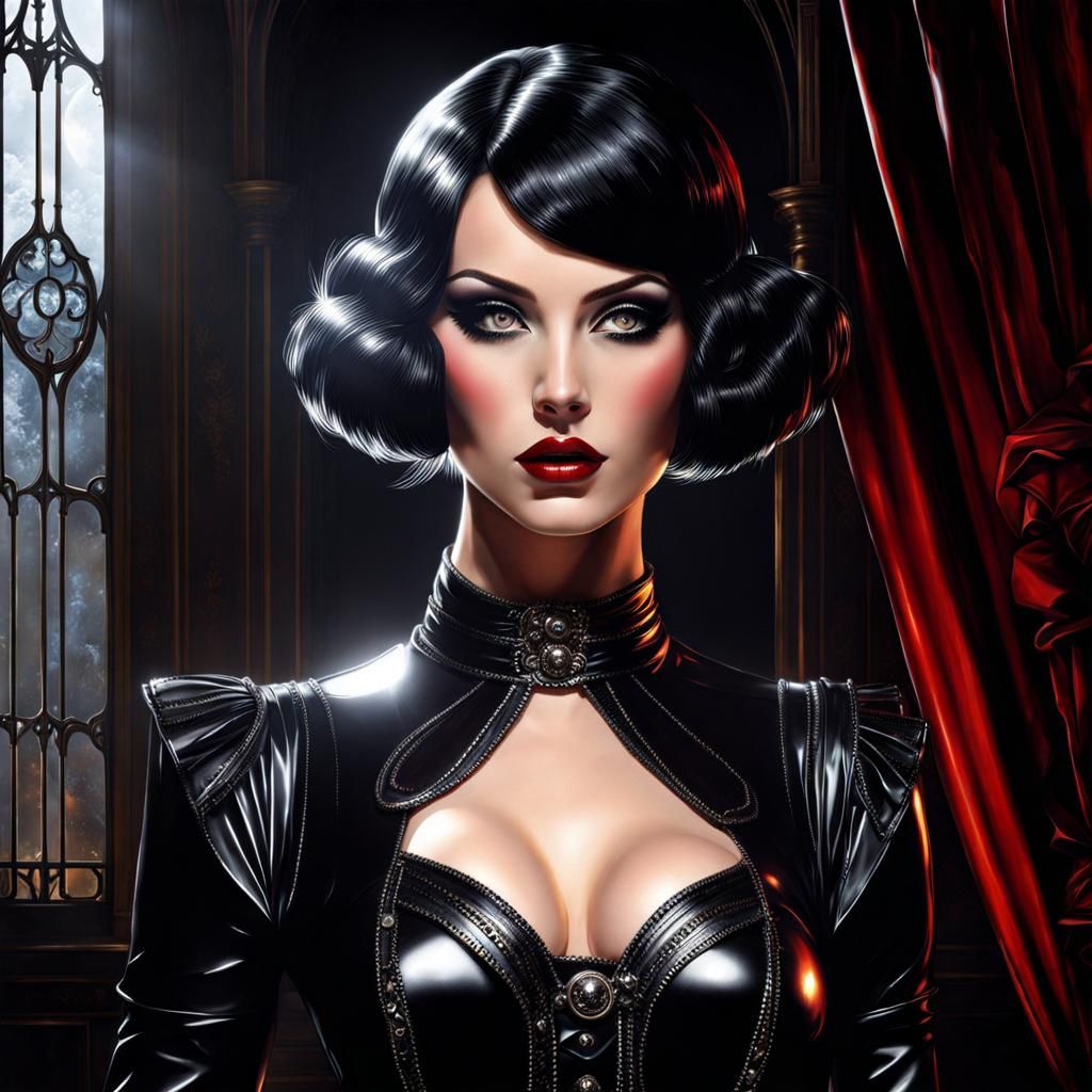 Gothic Latex Beauty in 1920s Style