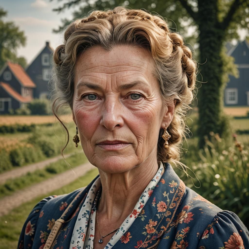 Dutch Woman Portrait in Traditional Style