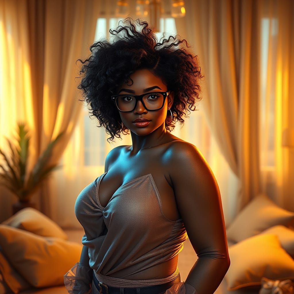 Curvy Woman in Cozy Room: Fantasy Concept Art