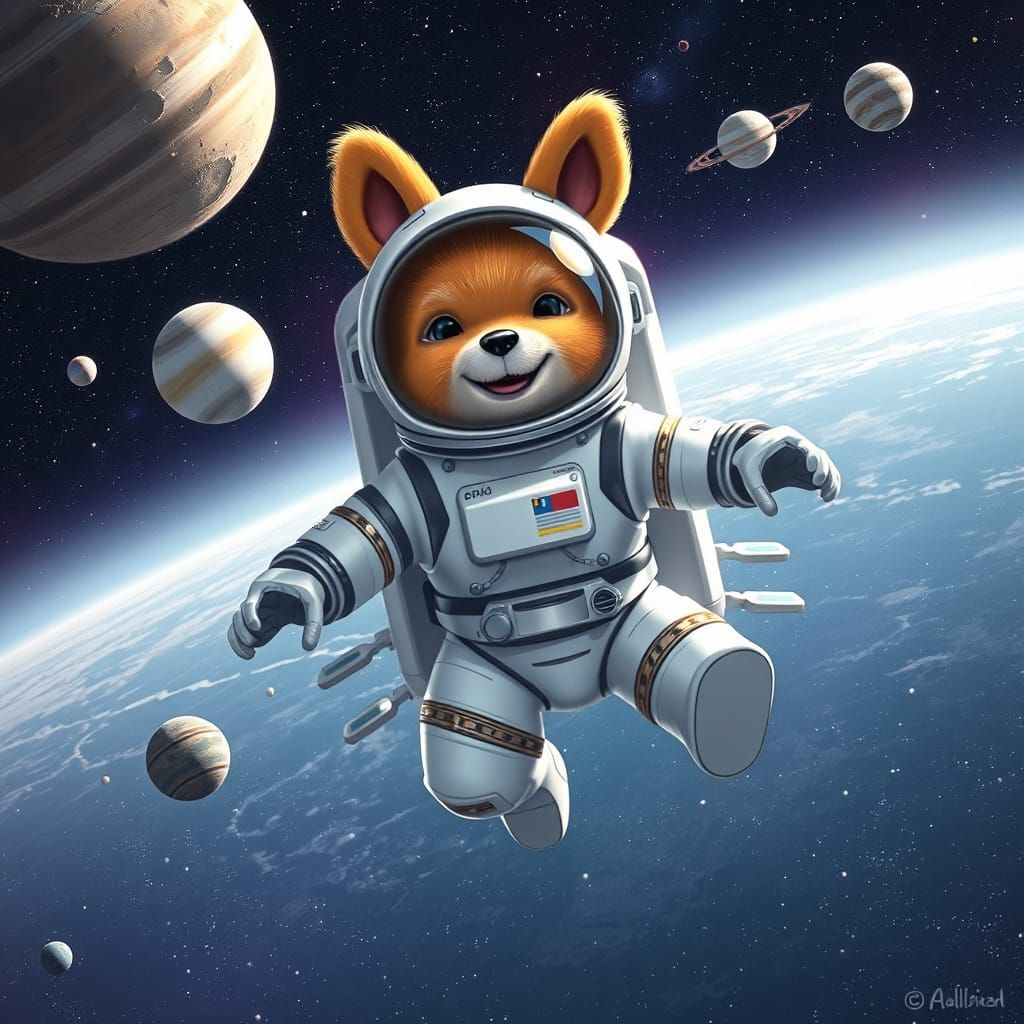 Quokka Astronaut in Hyperrealistic Spacesuit