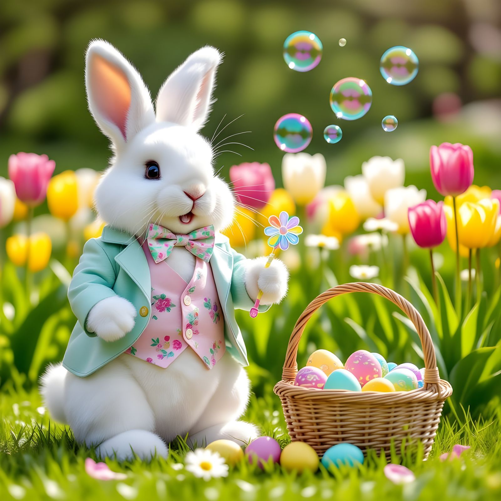 Easter Bunny Bubbles in Beatrix Potter Style