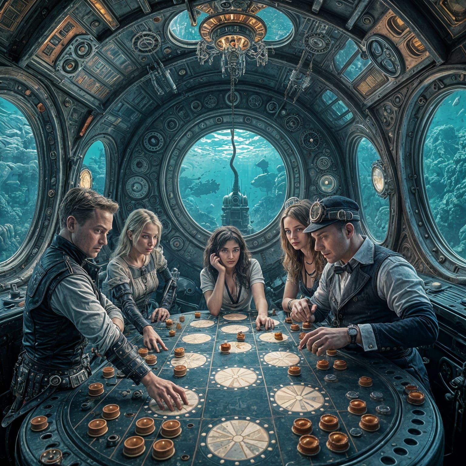 Steampunk Submarine Game in Hyperrealism