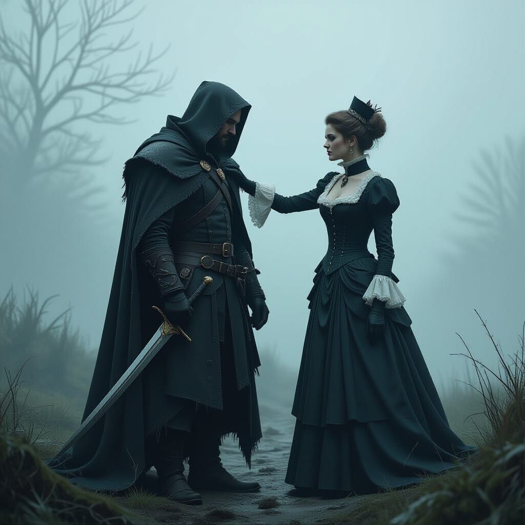 Isolated Adventurer in Haunting Mist