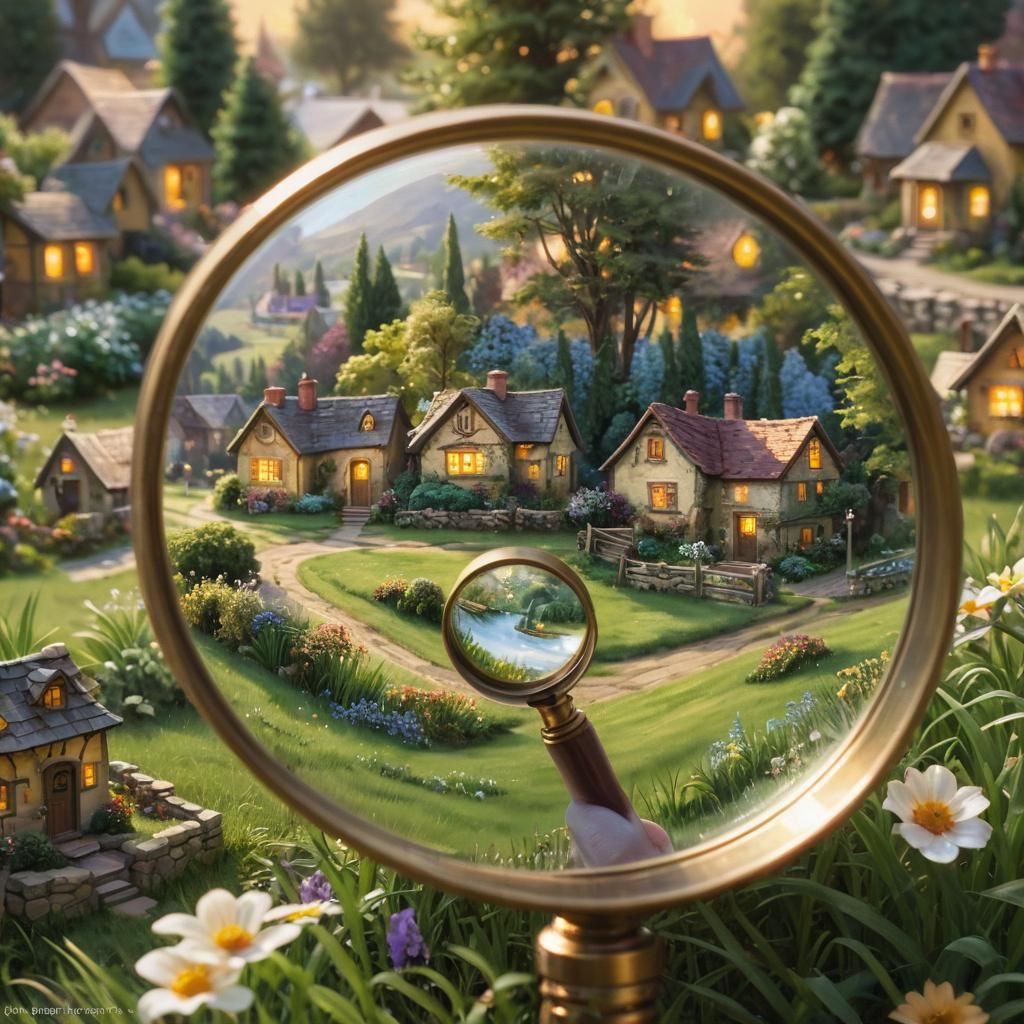 Miniature Village Under Glass: An Oil Painting