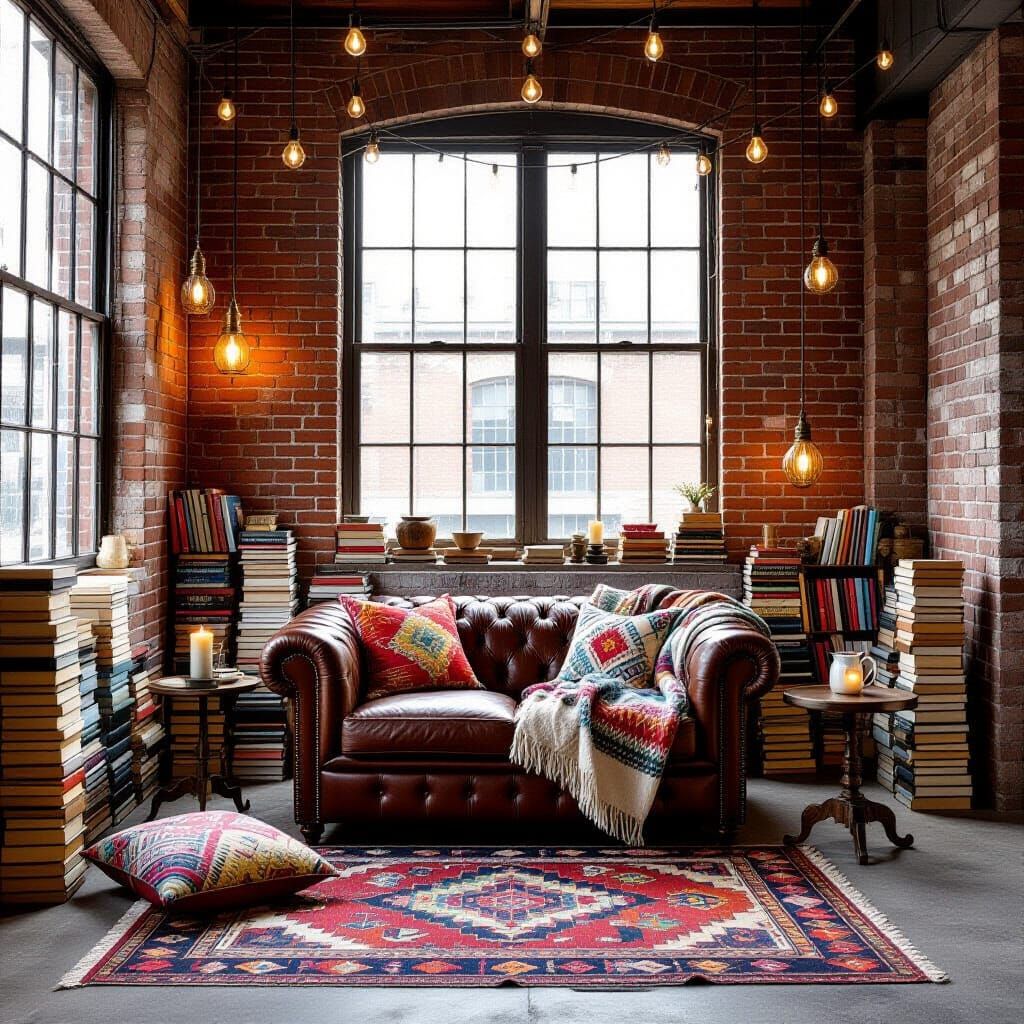 Eclectic Reading Nook in Industrial Loft