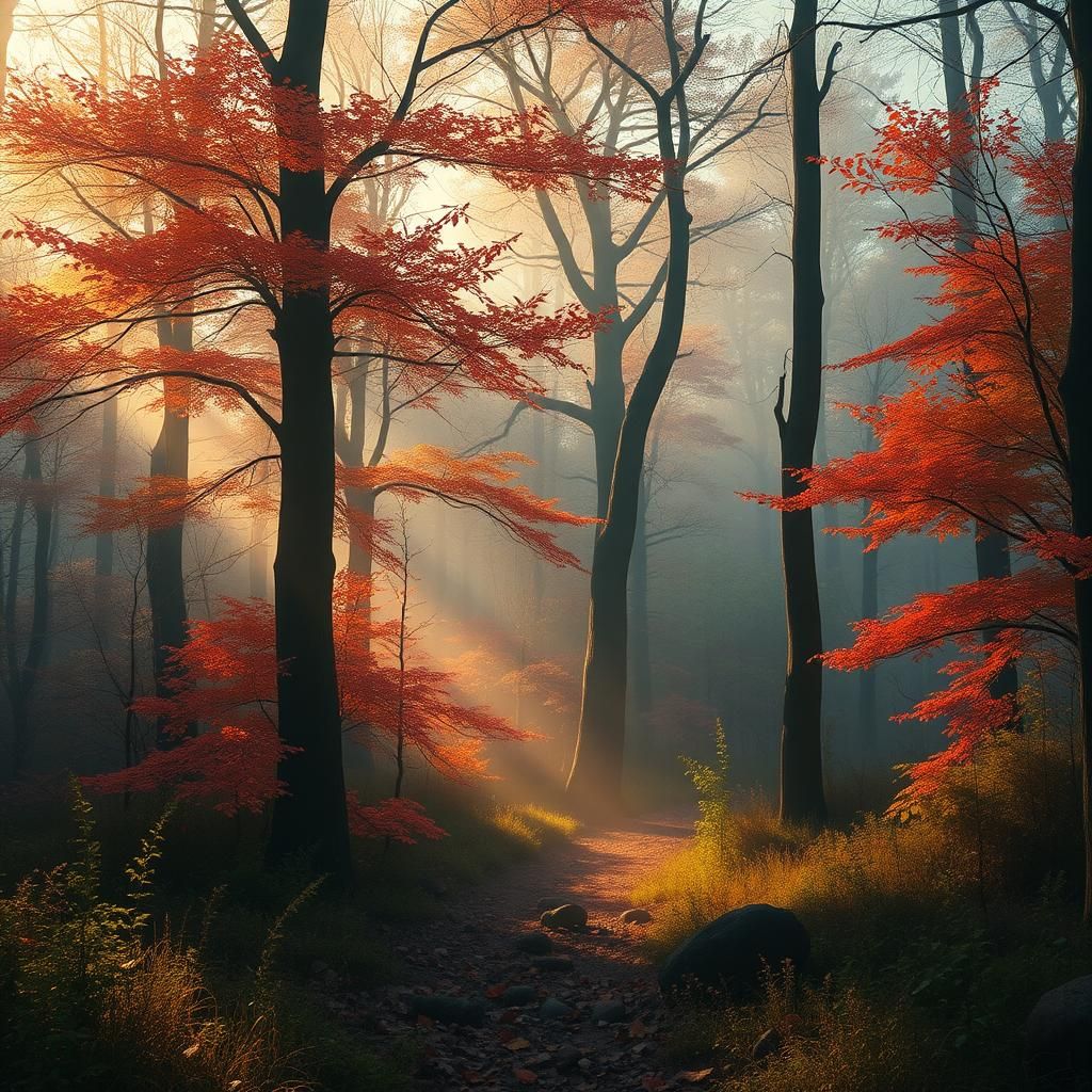 Ethereal Autumn Forest in Fantasy Concept Art Style