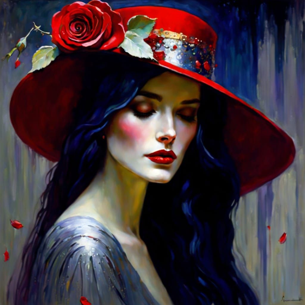 Ethereal Portrait in Imperial Red and Rose