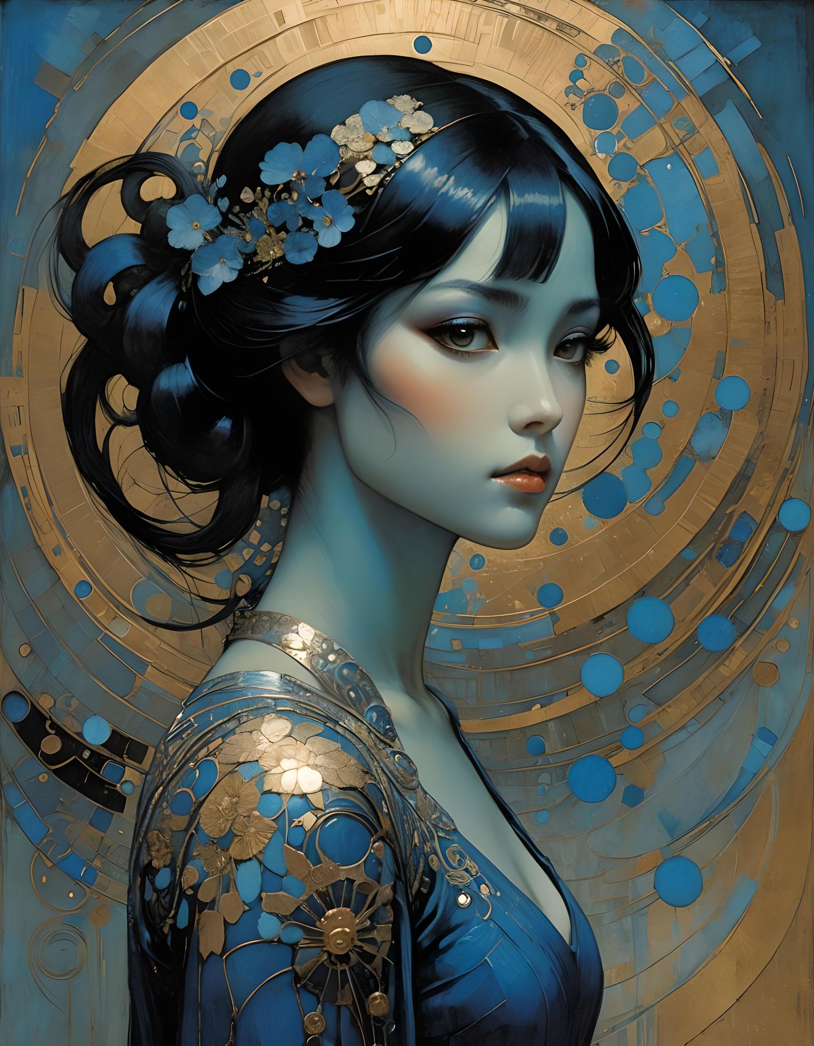 Mesmerizing Black Figure with Fractoluminescent Accents