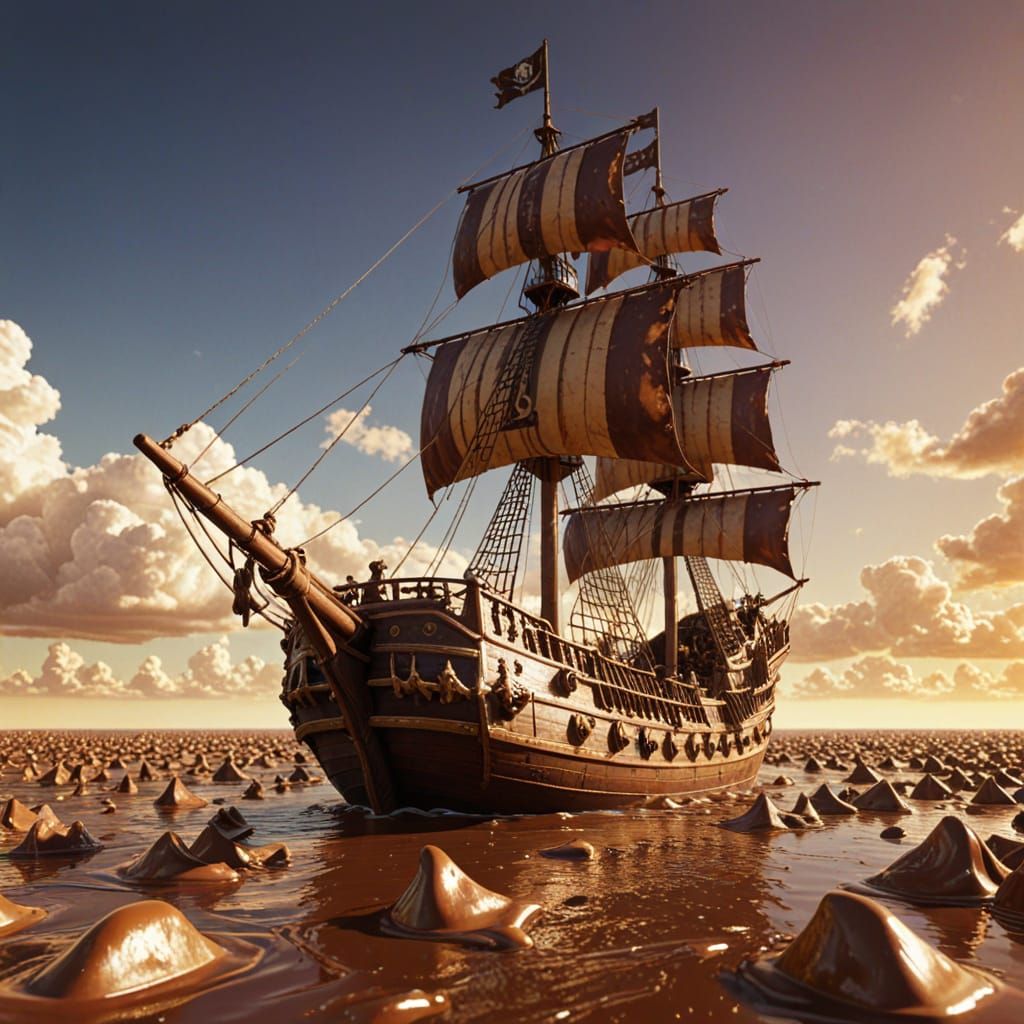 Chocolate Pirate Ship on a Chocolate Sea
