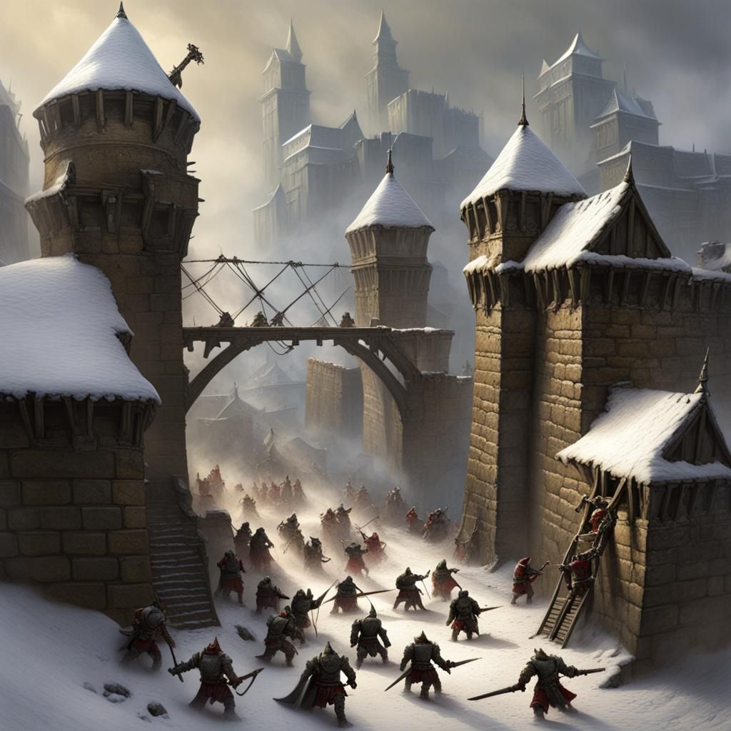 Orcs and Goblins Siege on Snowy City