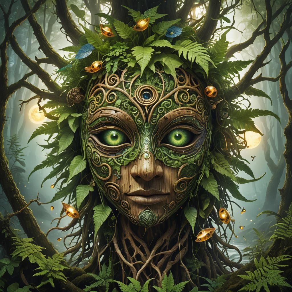 Surreal Nature Mandala with Bioluminescent Fungi