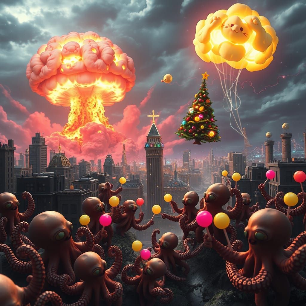 Surreal Nuclear Explosion Illuminates City Under Siege by Ha...