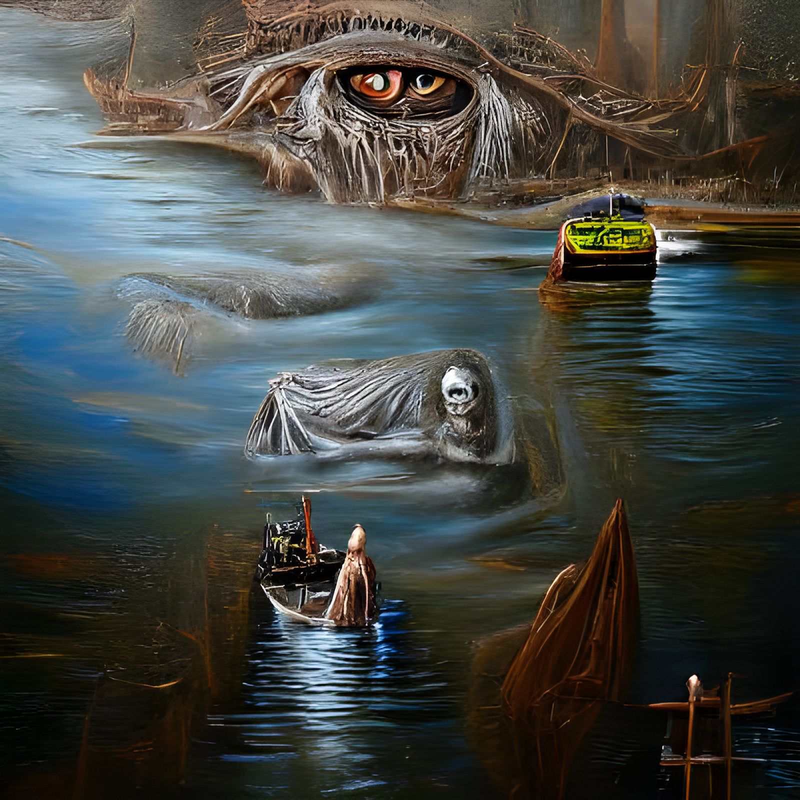 Charon Ferrying Souls: Hyperrealistic Oil Painting