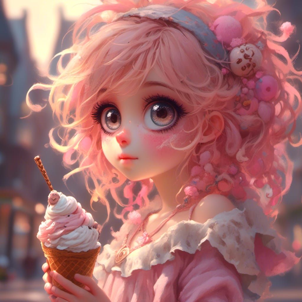Sweet Patootie with Ice Cream in 3D Anime Art