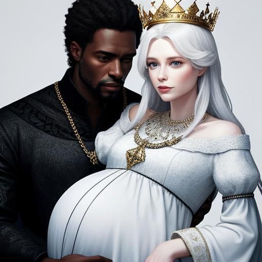 Royal Portrait: Black King and Pregnant White Queen
