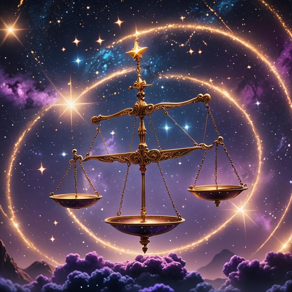 Libra Zodiac Sign in Starry Night Sky