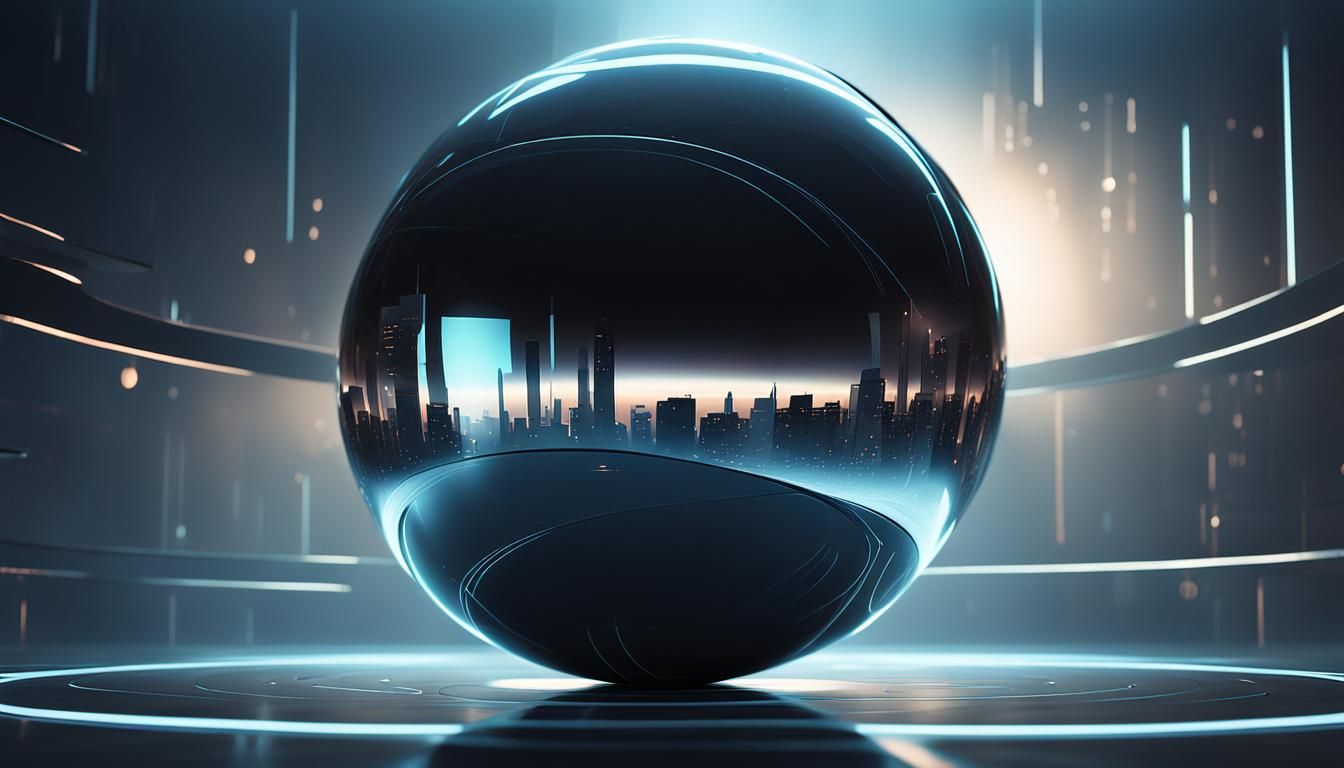 Sleek Metallic Sphere in Mysterious Atmosphere