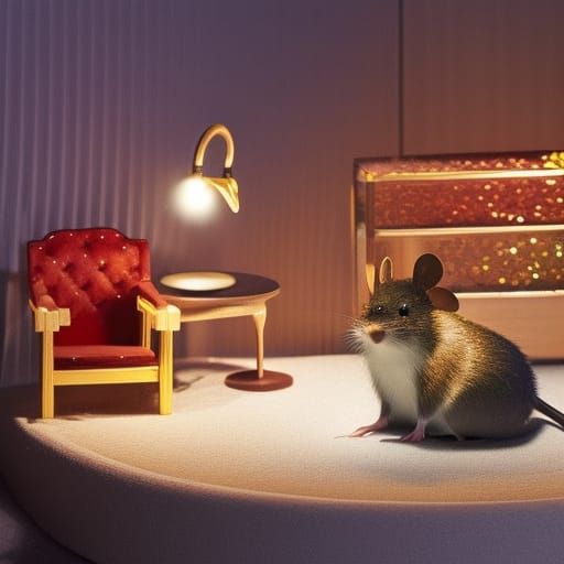 Sparkly Mouse Lounging Comfortably in Mousetrap