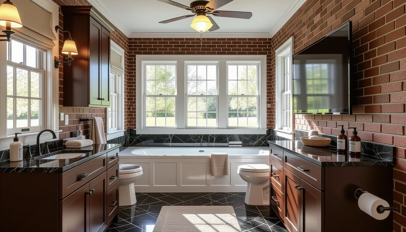 Victorian Bathroom with Brick Walls and Modern Touches