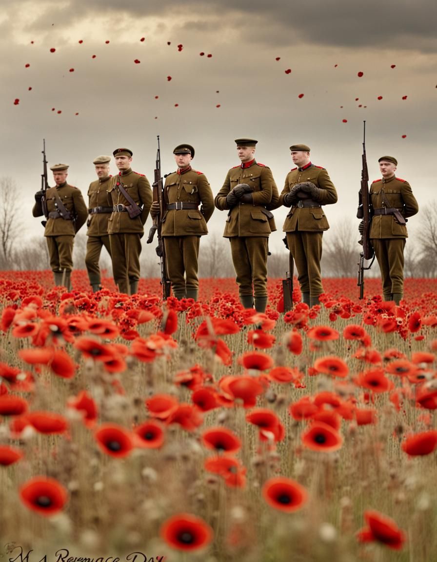 Remembrance Day: Canadian Soldiers in Poppy Field