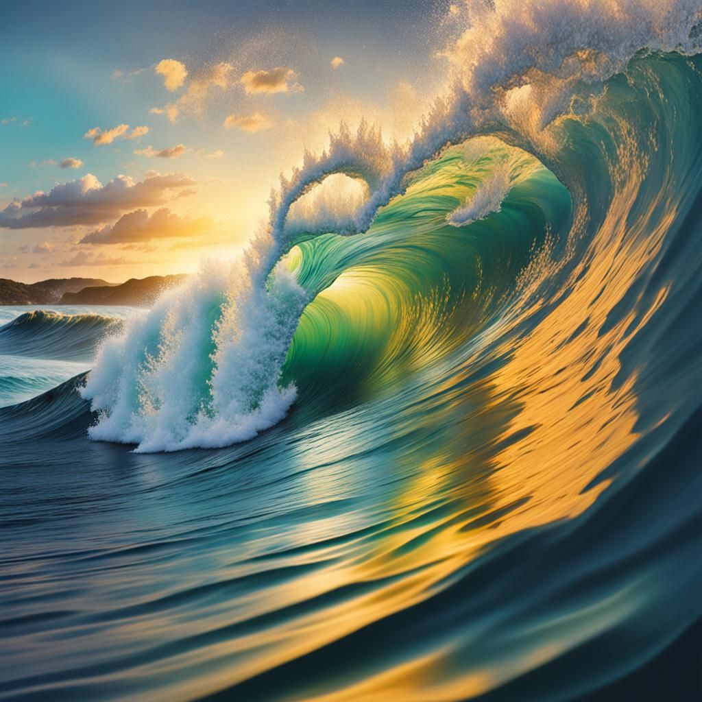 Hyperrealistic Breaking Waves Splash Art