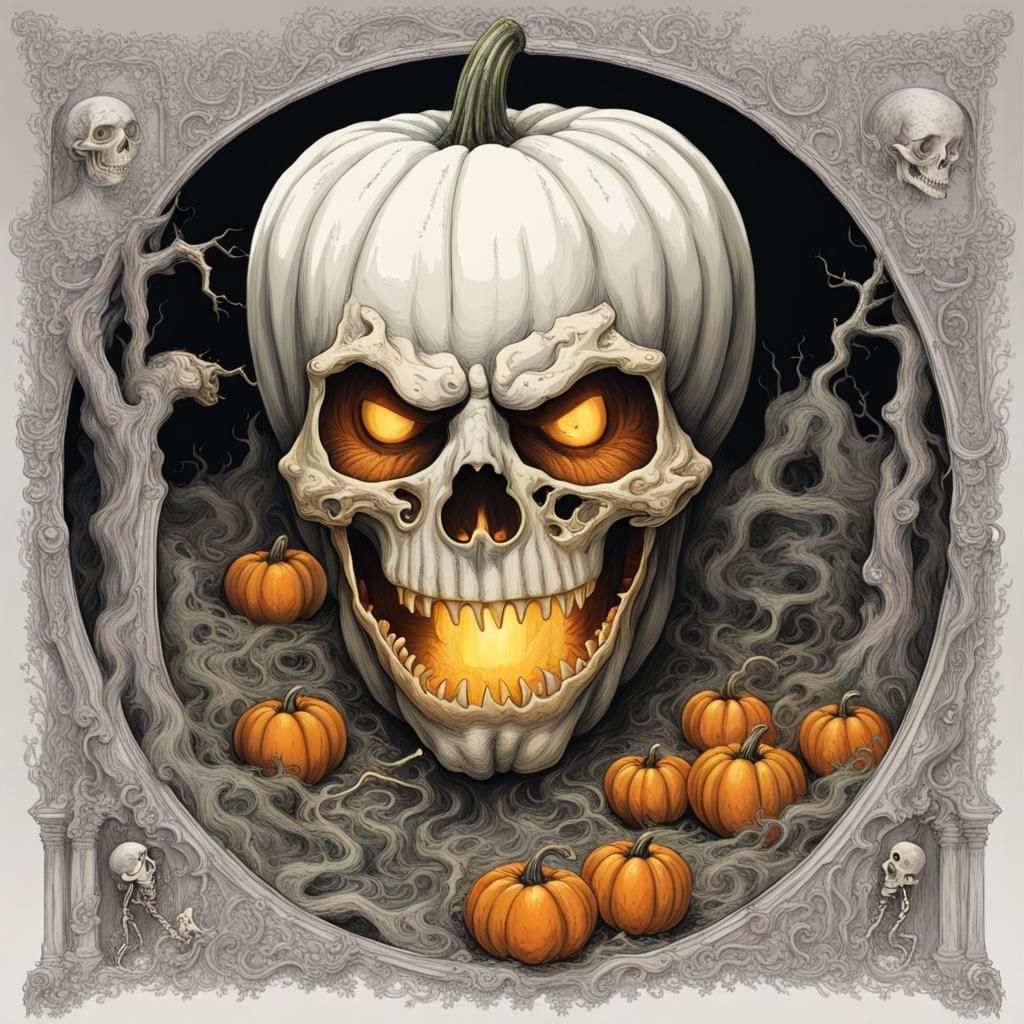 Jack-o'-Lantern Reveals Skeleton Pumpkin