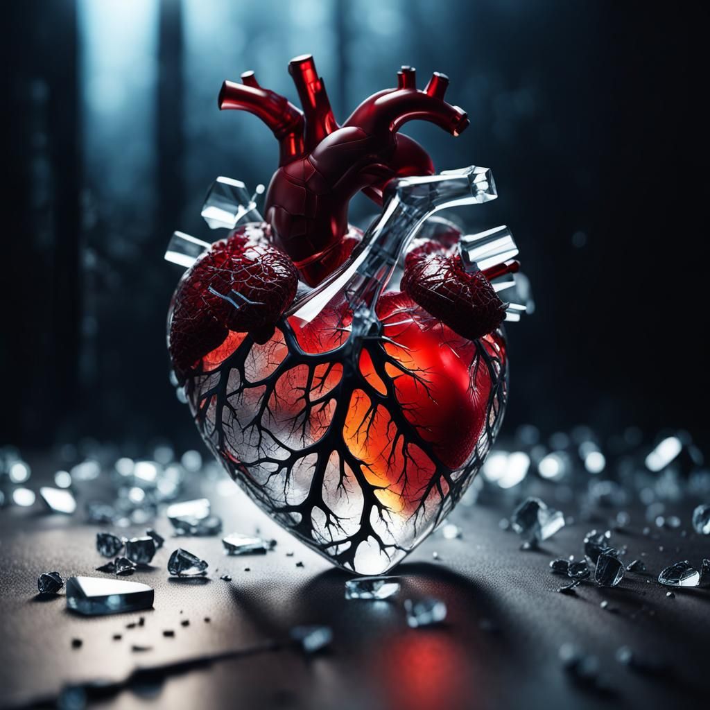 Shattered Crystal Heart: Hyperrealistic Concept Art