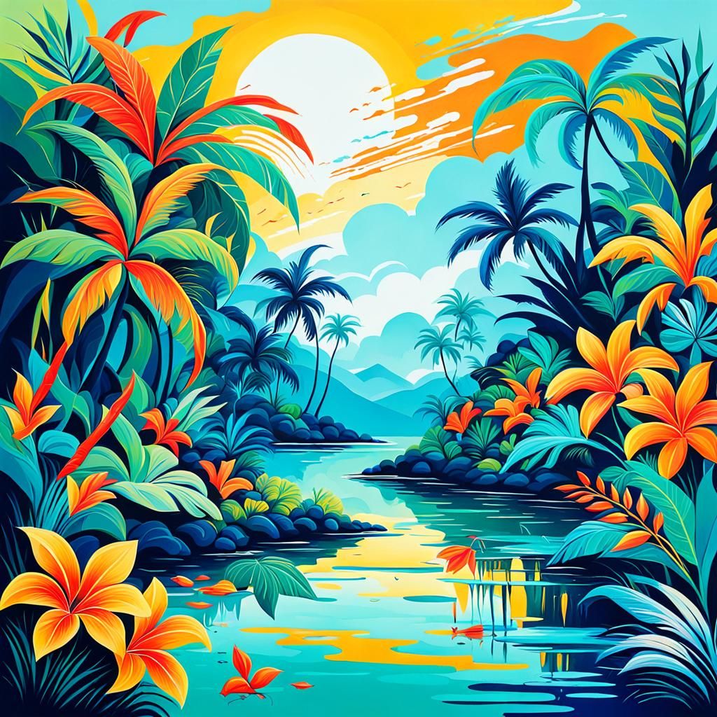 Abstract Paradise: Fine Detail Art in Complementary Colors