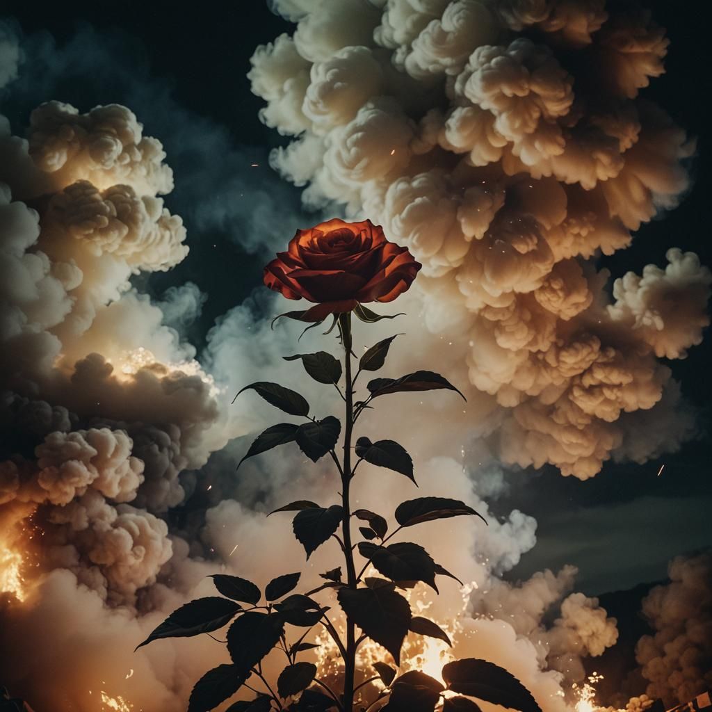 Dramatic Fire Rose in Cinematic Style