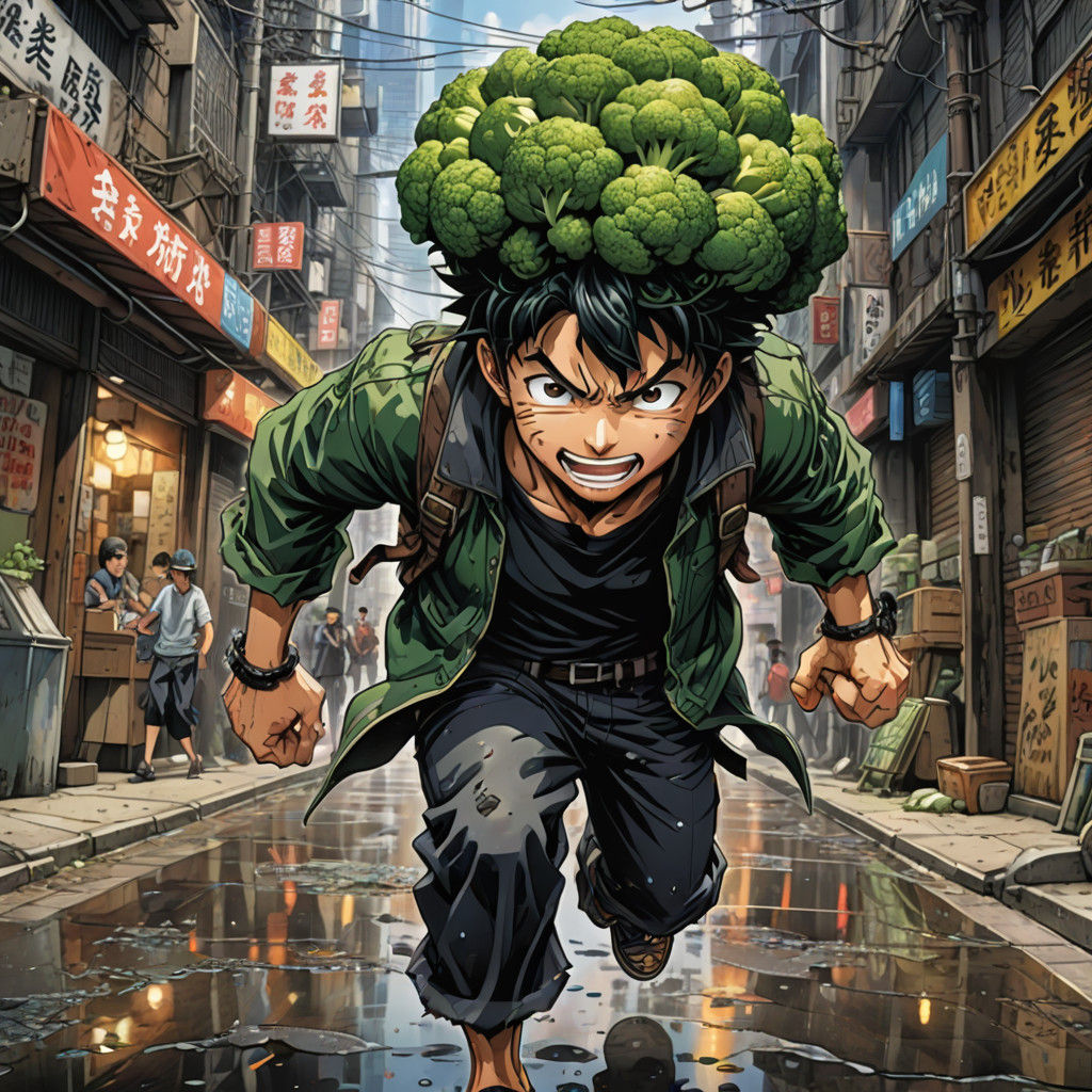 Cyberpunk Anime Boy in High-Contrast Alleyway