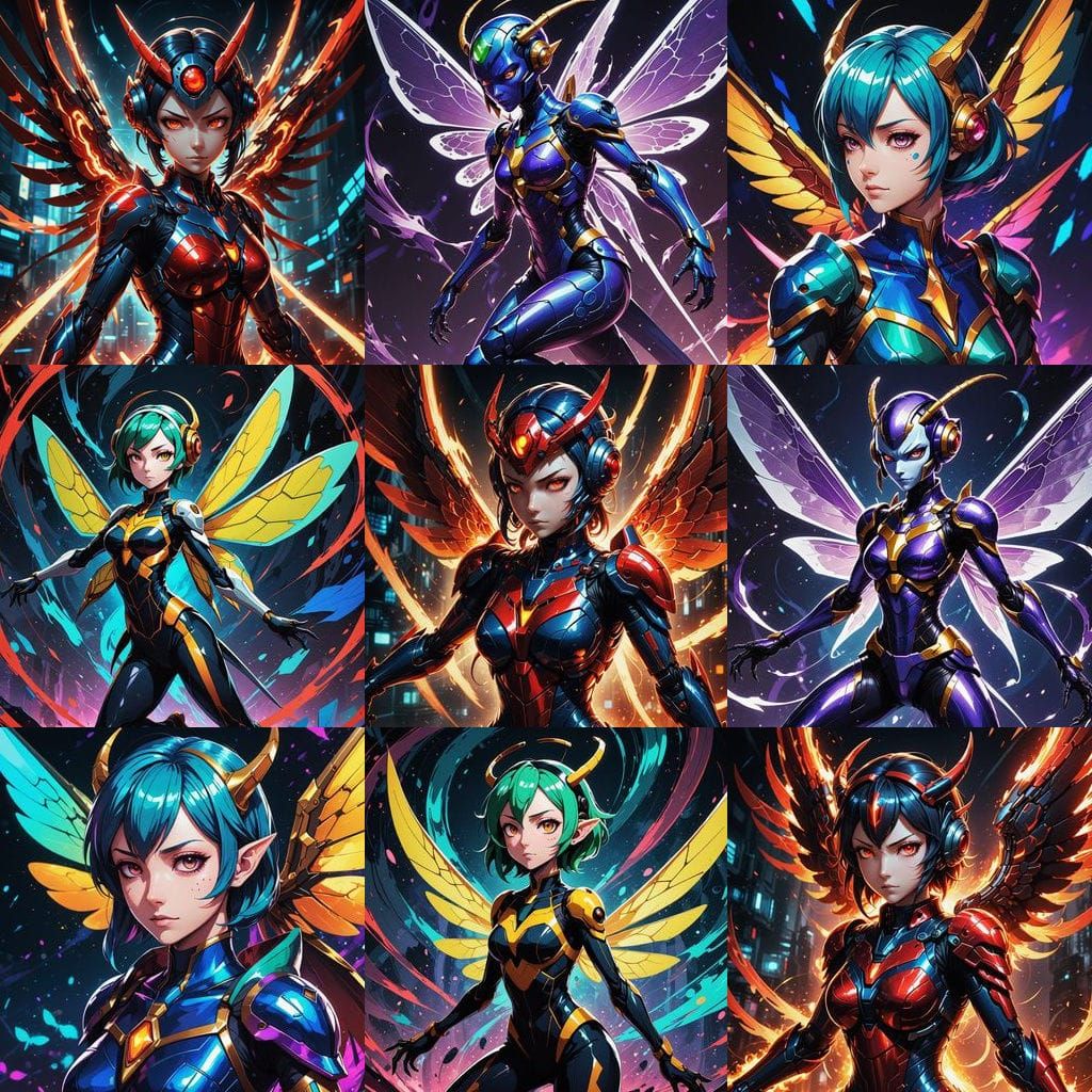Cyberpunk Anime Goddess Wasp