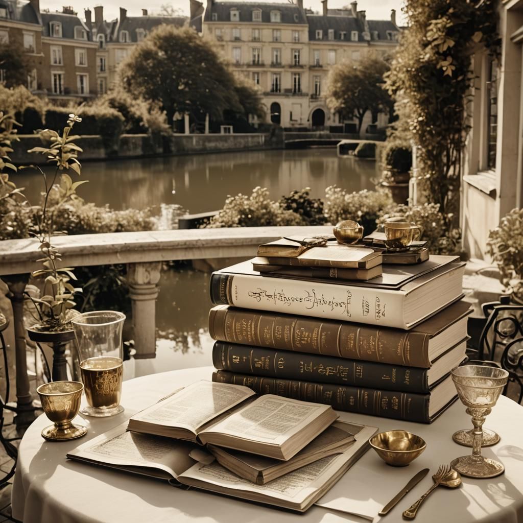 Alchemy Books Overflowing in Sepia Tones