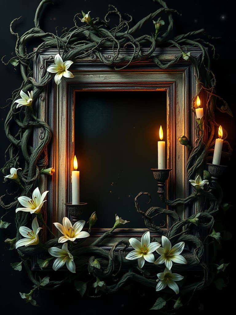 Ethereal Vines Enshroud Distressed Picture Frame in Whispers...
