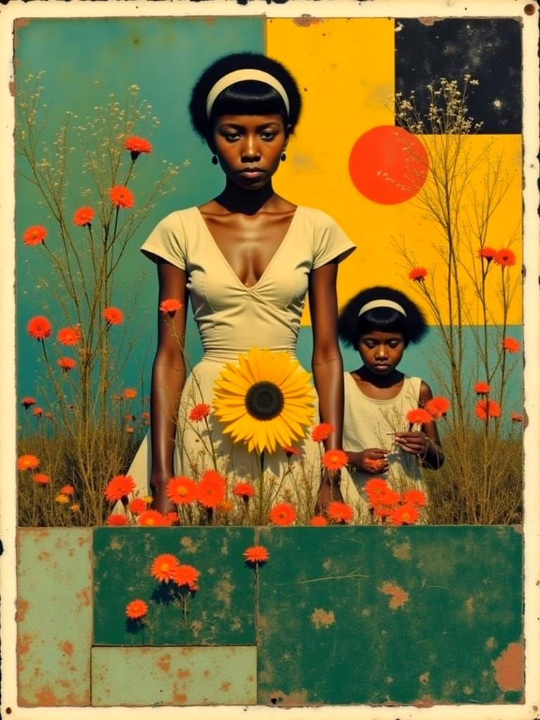 Abstract Artworks by Delaunay with Text Overlays