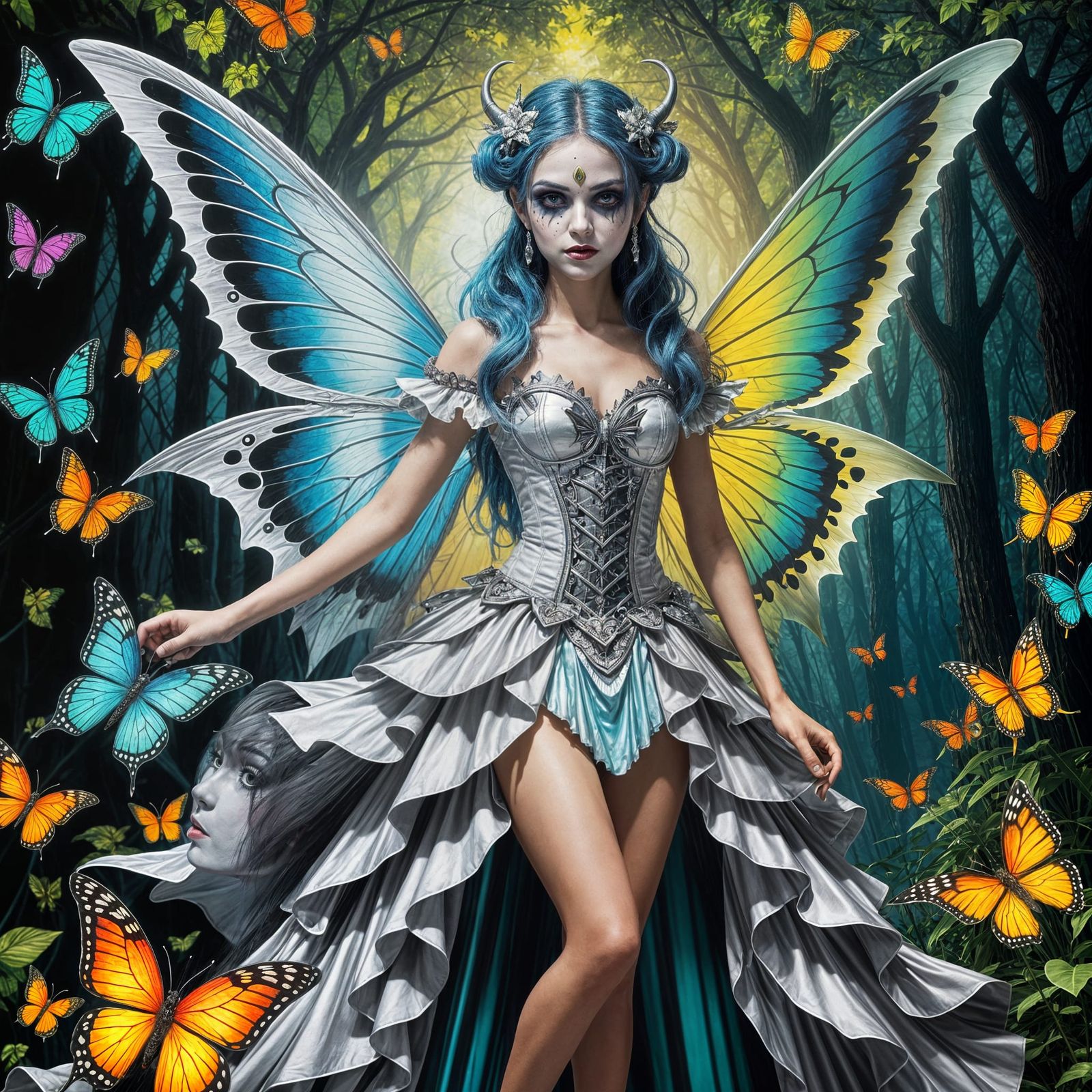 Two-Faced Fairy in Psychedelic Optical Illusion