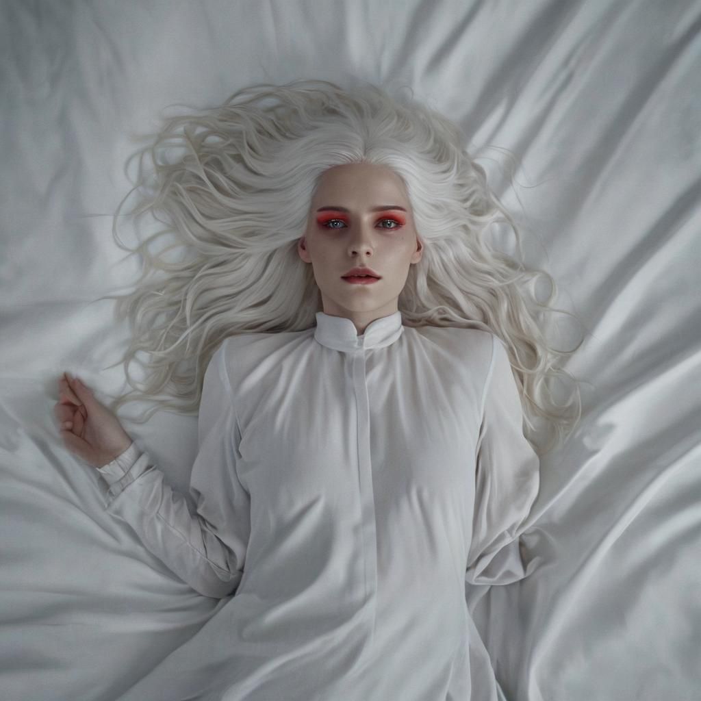 Eerie Dark Fantasy Woman with Red Eyes