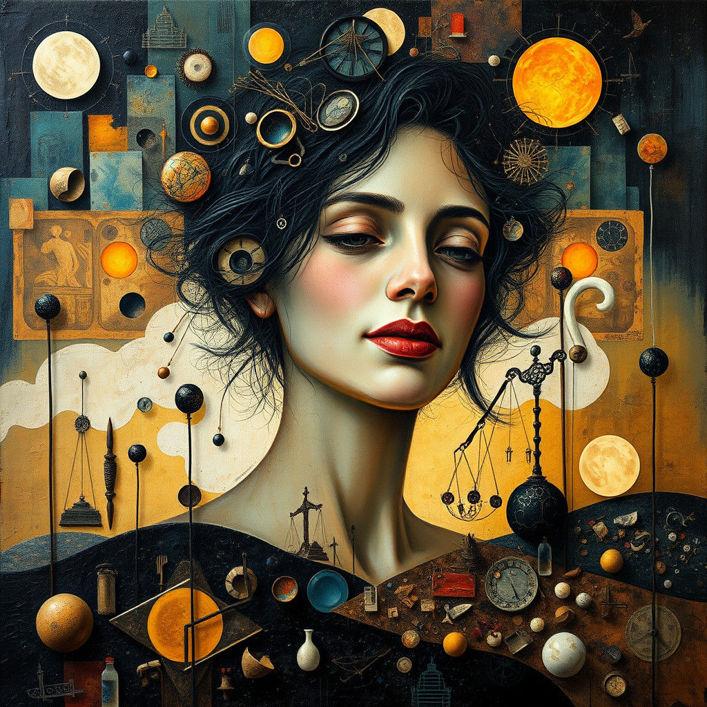 Ethereal Woman Portrait in a Symbolic Collage Style