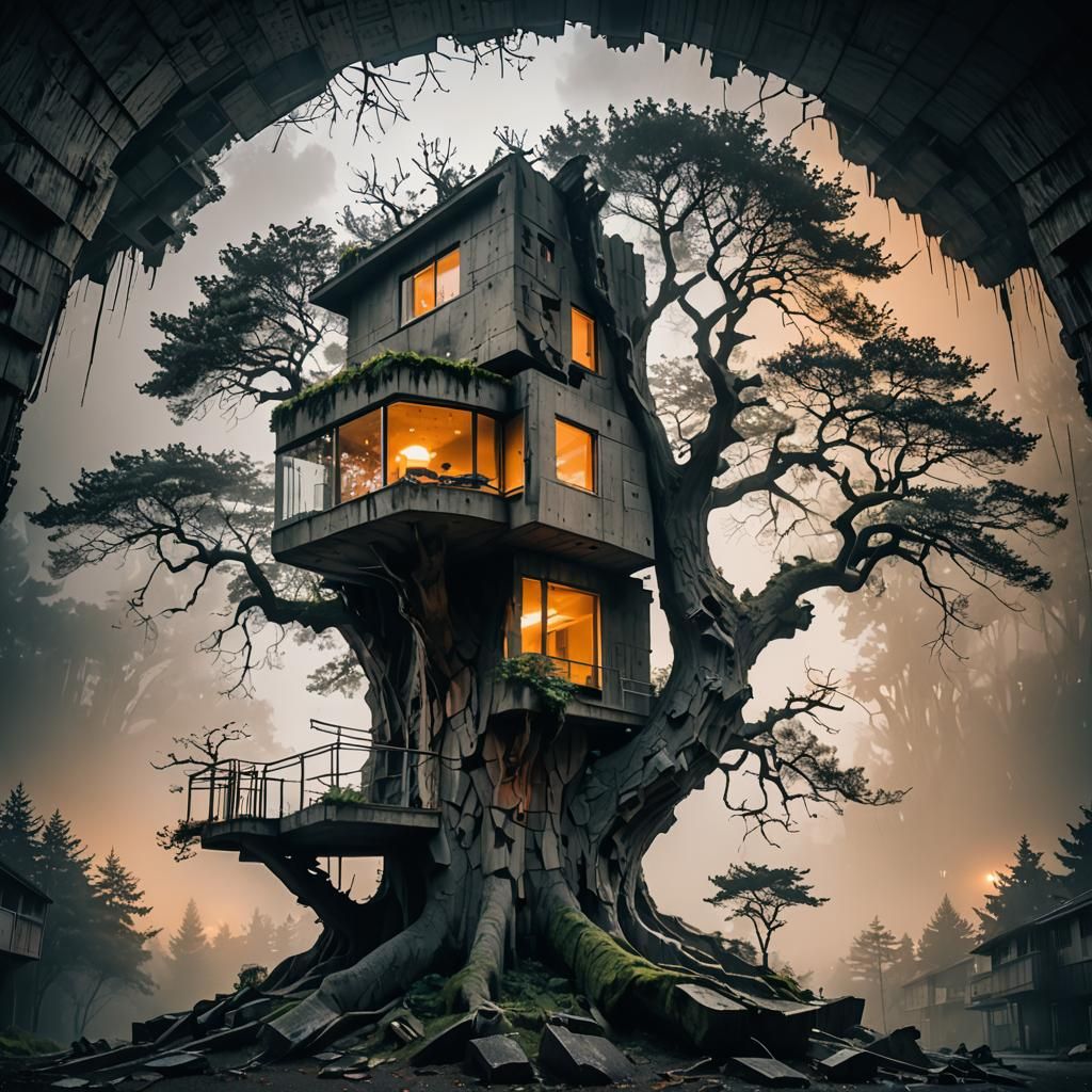 Brutalist Tree House: Architectural Photography