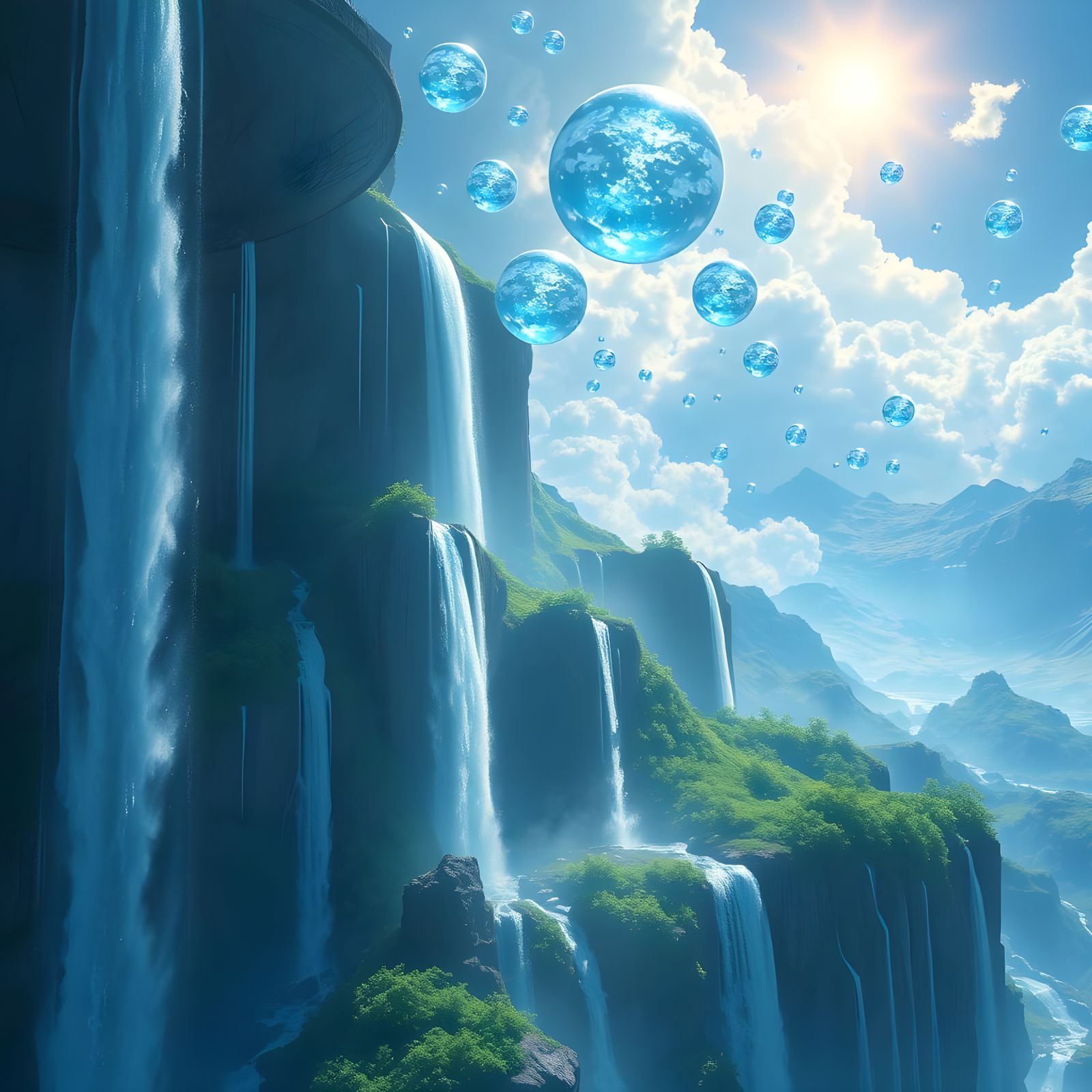 Sorry, I couldn't get the waterfalls to fall from the water ...