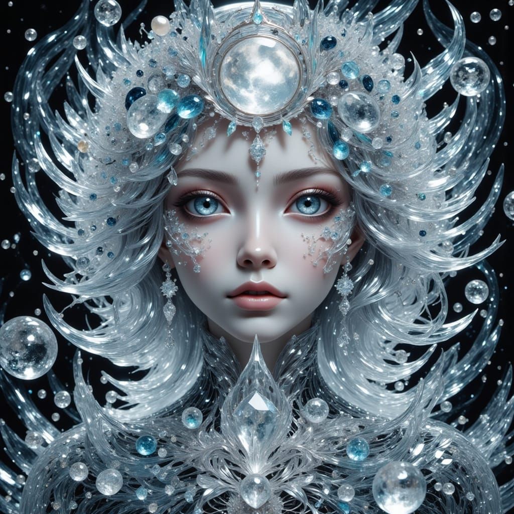 Surreal Futuristic Landscape with Crystal Moon and Abstract ...