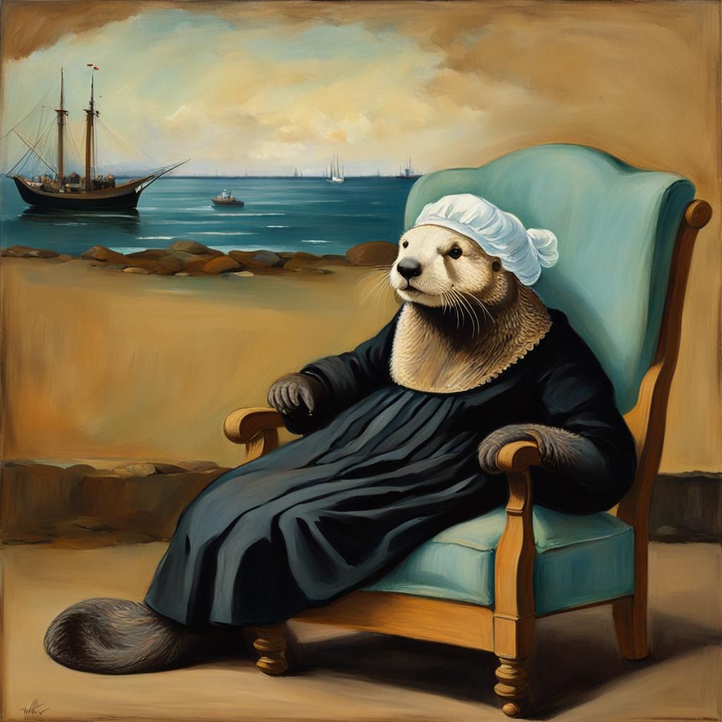 Victorian Otter Portrait in Tonalist Style