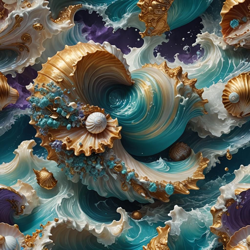 Stormy Seashell: Baroque Digital Matte Painting