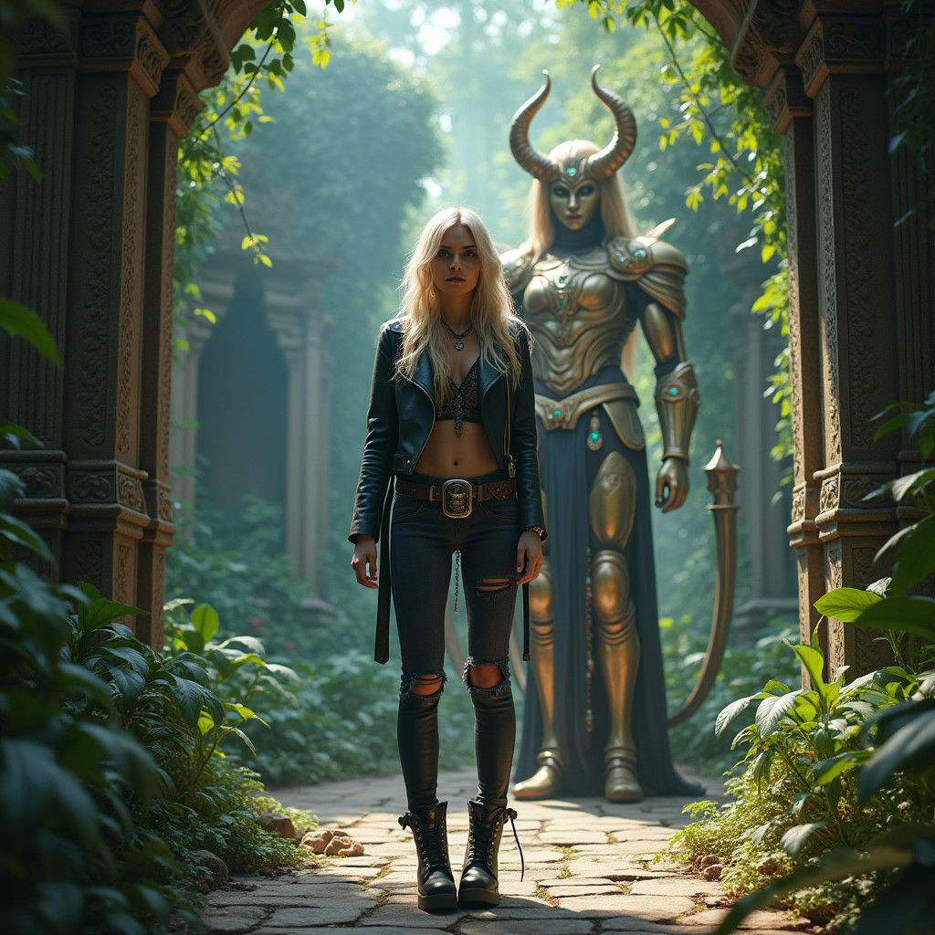 Mystical Encounter in Ancient Temple