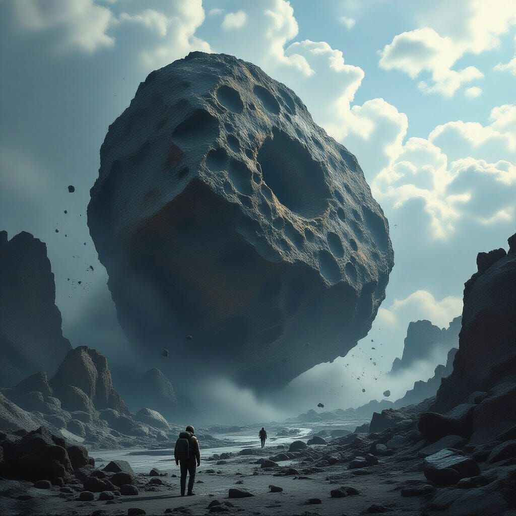 Cataclysmic Asteroid Destroys Civilization: Dark Fantasy Art