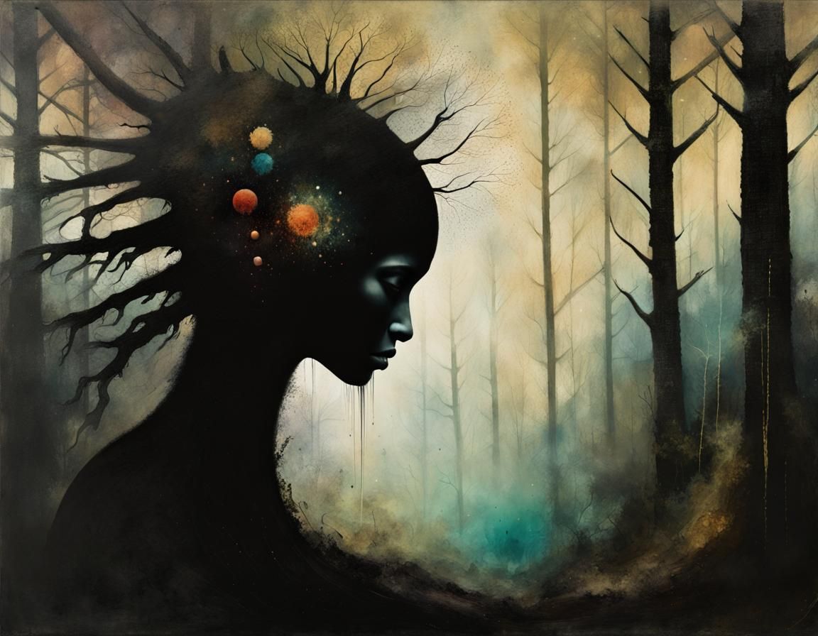 Surreal Forest Deity Oil Painting