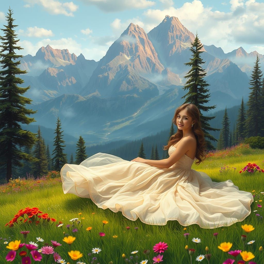 Serene Princess in a Dreamy Landscape