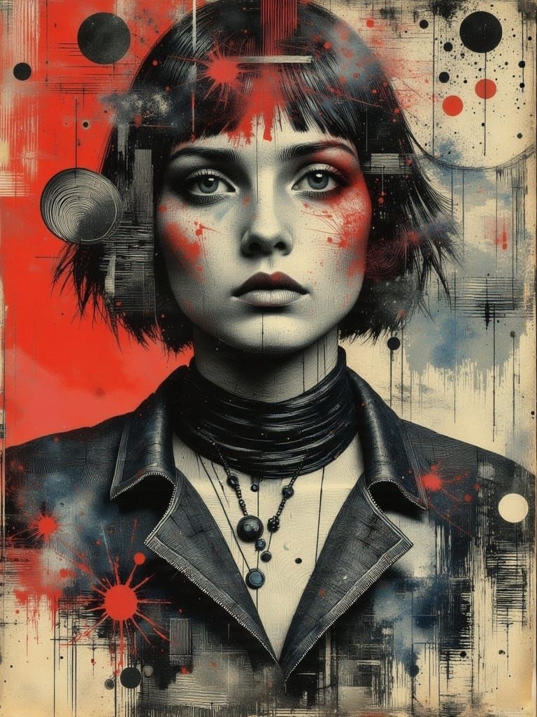 Colorful Ethereal Portrait in Abstract Mixed Media Style