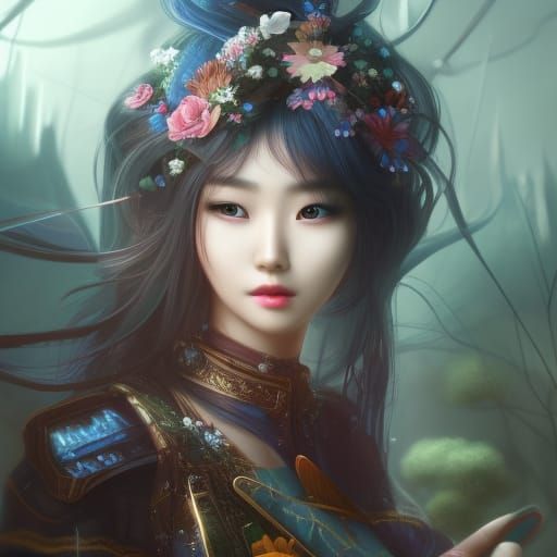 Beautiful Korean Girl: Detailed Matte Painting
