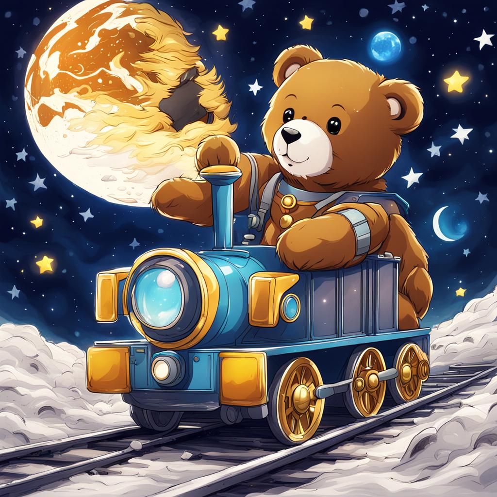 Teddy Bear's Lunar Train Adventure: Anime Style